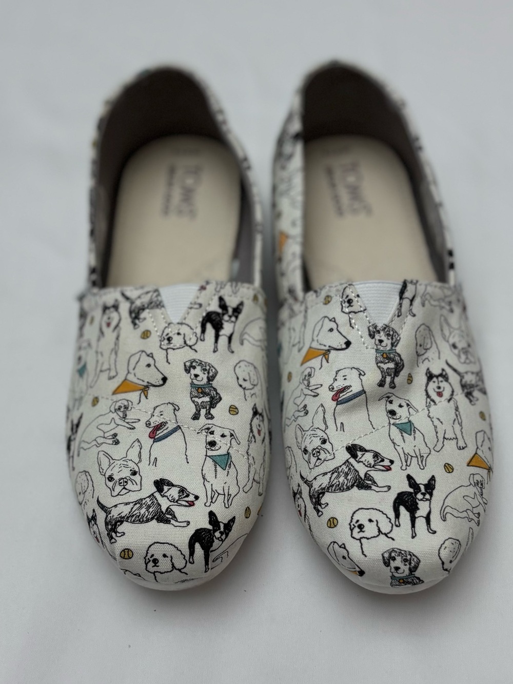 TOMS Canvas Slip-On Shoes in White Office Dog Print